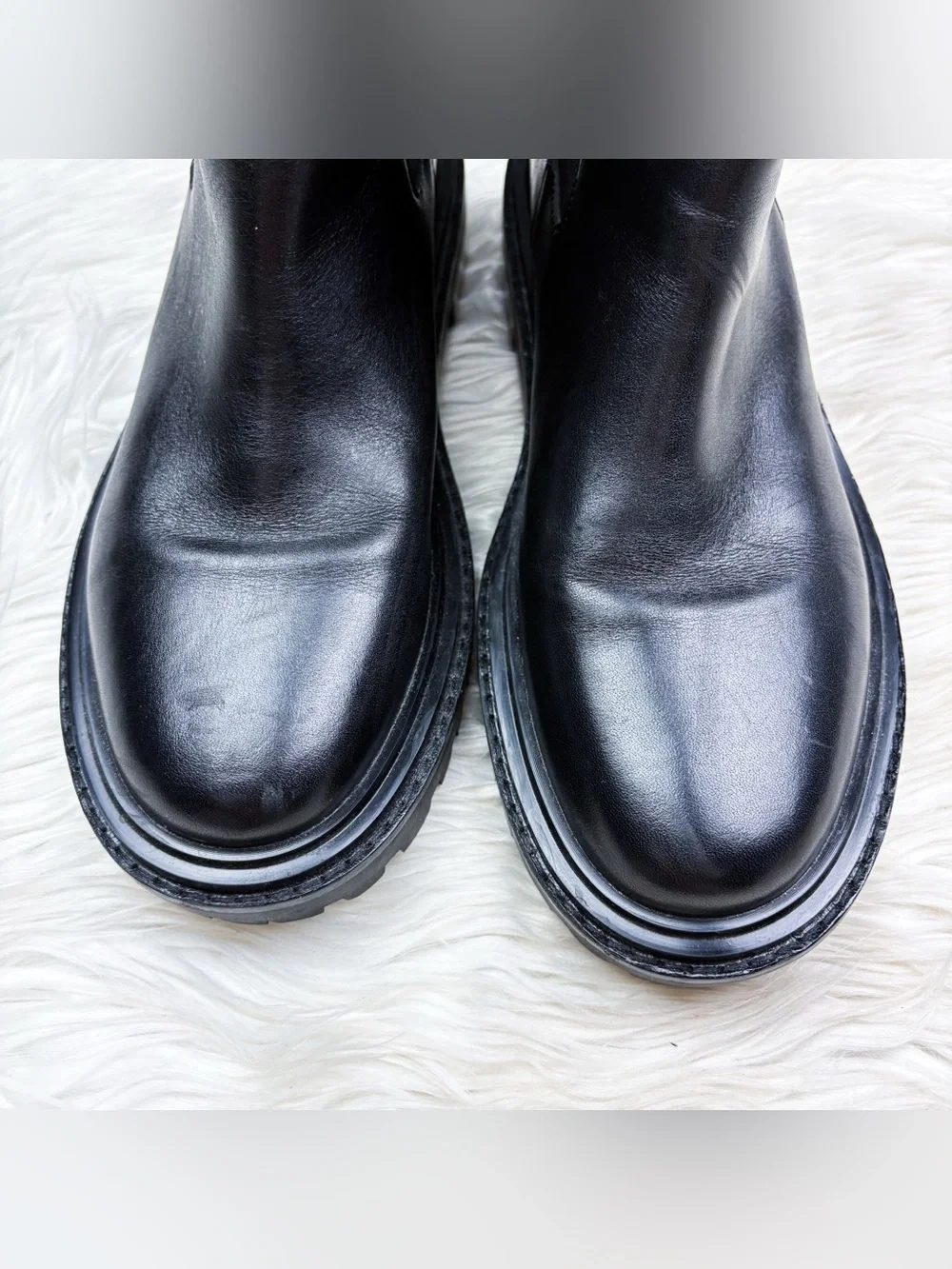 Tory Burch Benton Boot Chelsea Lug Sole Leather Tall Black Womens 11